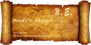 Monár Etelka névjegykártya